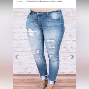 Chic soul Sudden Moves Skinny Jeans, Medium Wash size 2XL